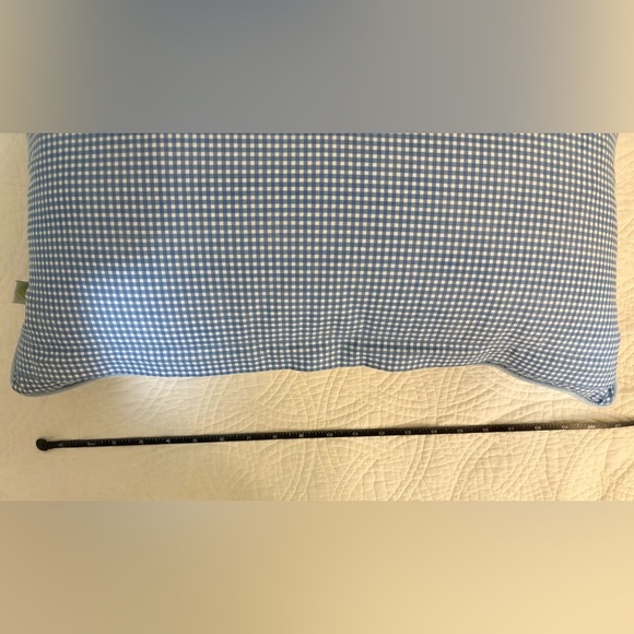 Creative Co-Op Cream Blue Embroidered Pillow with gingham detail on back - Picture 5 of 5